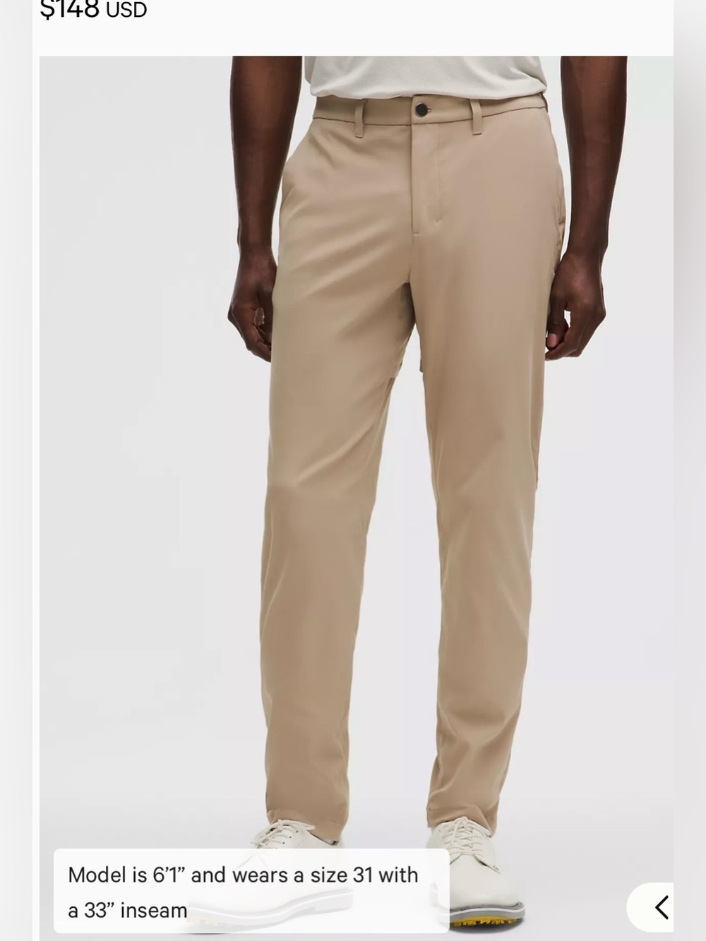 Lululemon ABC Slim Fit Golf Trouser in Whacky Khaki , size 32